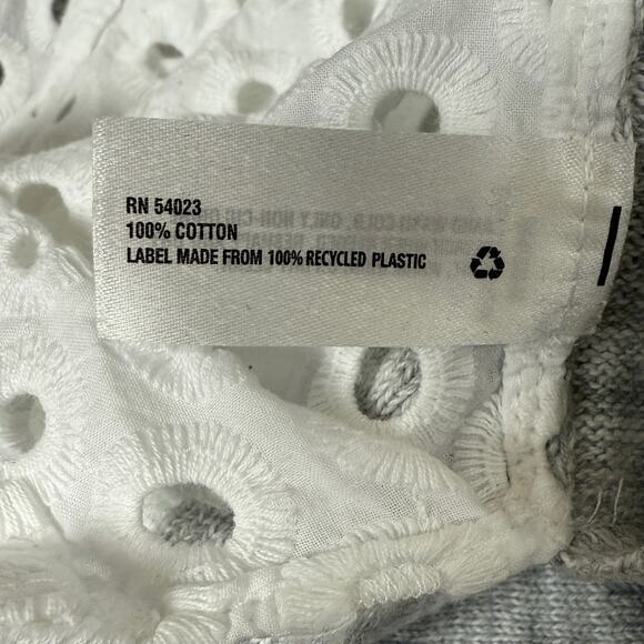 Gap Heather Gray Knit Front White Eyelet Back 3/4 Sleeve Sweater Womens Size XXL - Picture 4 of 9